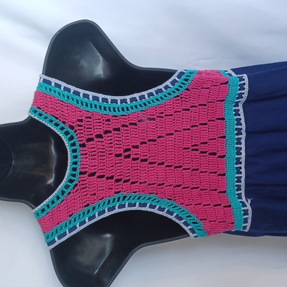 Akemi + Kin Anthropologie Swing Crochet Racerback Multicolor Midi Dress, sz S - Picture 4 of 7